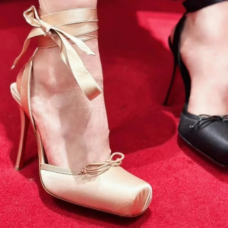 Poppy | Satin Ankle Tie Sandals Wedding Heels