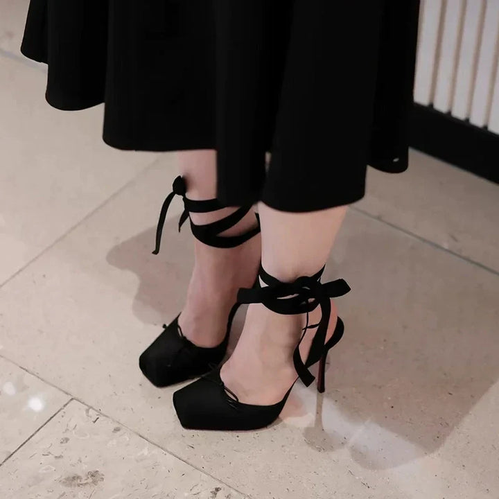 Poppy | Satin Ankle Tie Sandals Wedding Heels