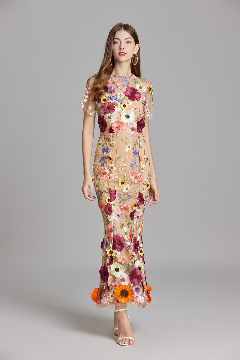 Isla | Wedding Guest Embroidered Midi Dress