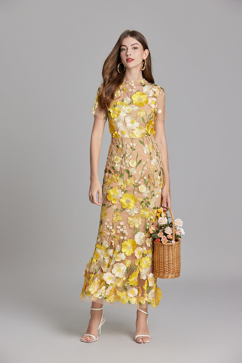 Isla | Wedding Guest Embroidered Midi Dress