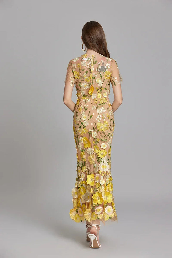 Isla | Wedding Guest Embroidered Midi Dress