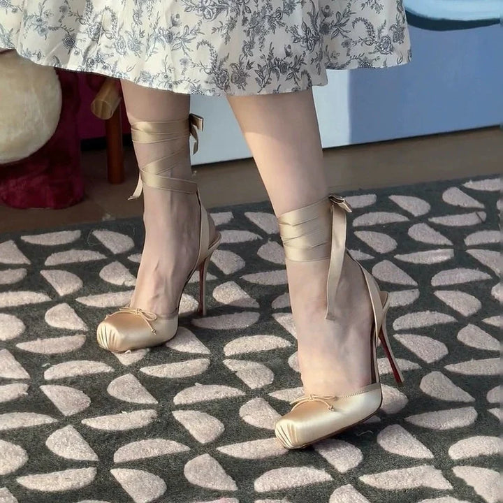 Poppy | Satin Ankle Tie Sandals Wedding Heels