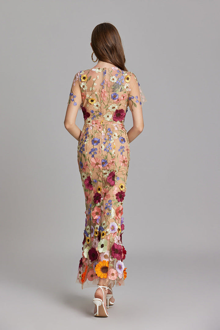 Isla | Wedding Guest Embroidered Midi Dress
