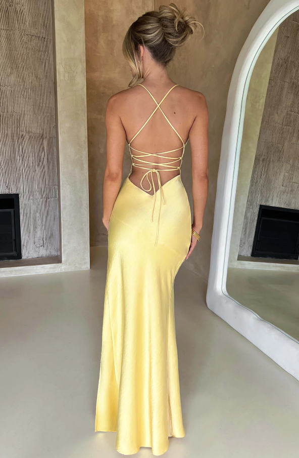 Effie | Wedding Guest Satin Maxi Dress Slit