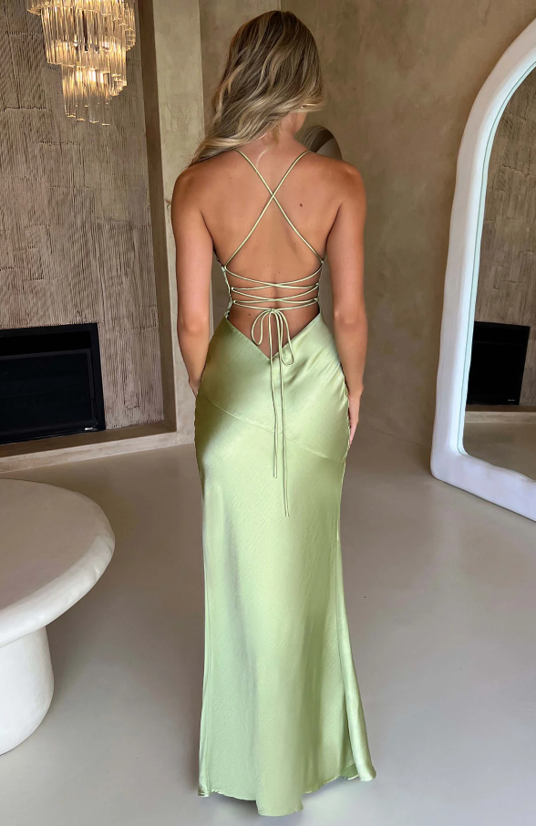 Effie | Wedding Guest Satin Maxi Dress Slit