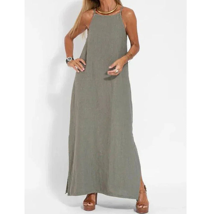 Willow | Women Linen Maxi Dress with Side Slit
