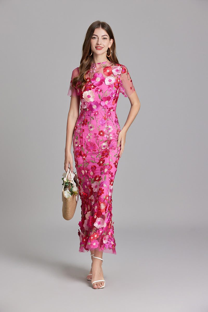 Isla | Wedding Guest Embroidered Midi Dress