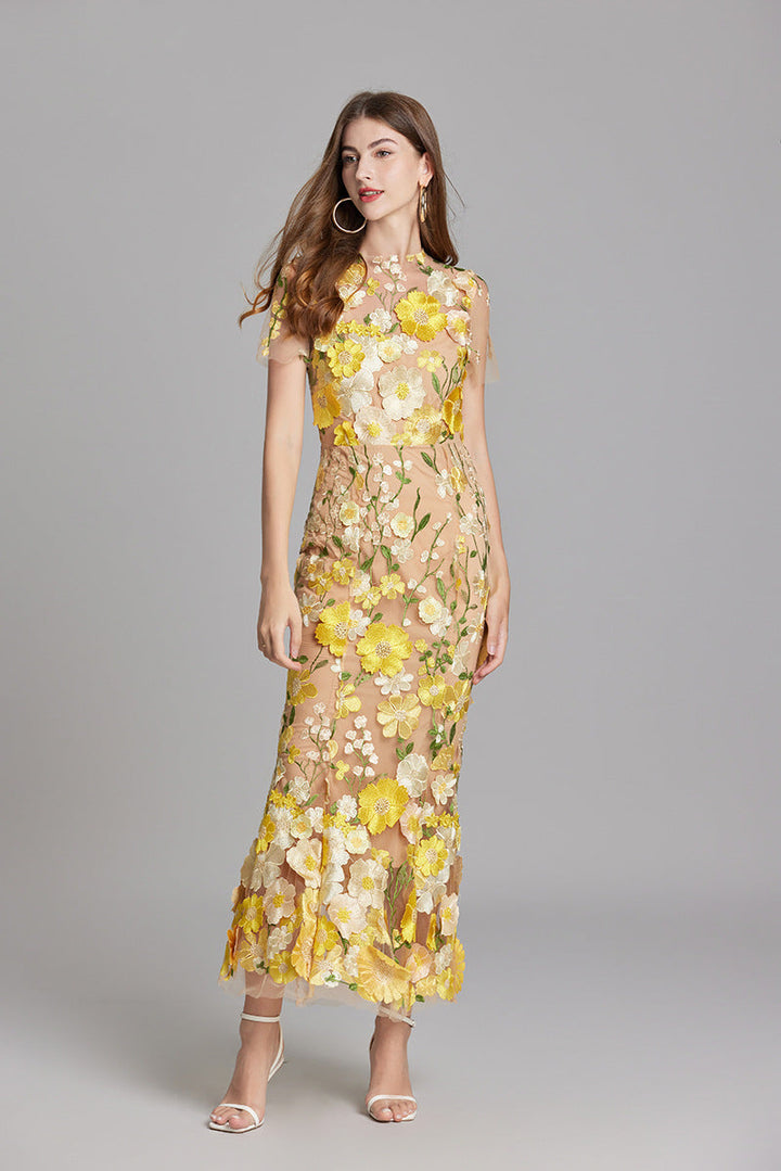 Isla | Wedding Guest Embroidered Midi Dress