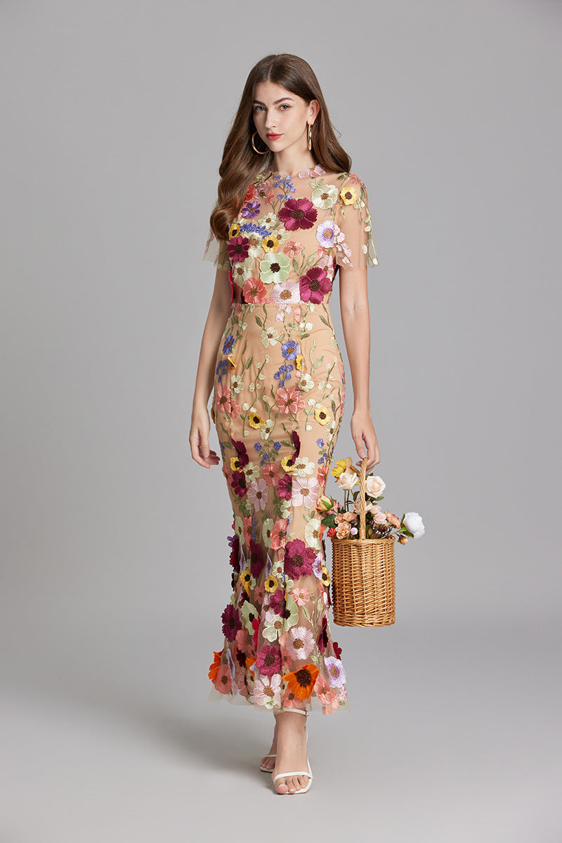 Isla | Wedding Guest Embroidered Midi Dress