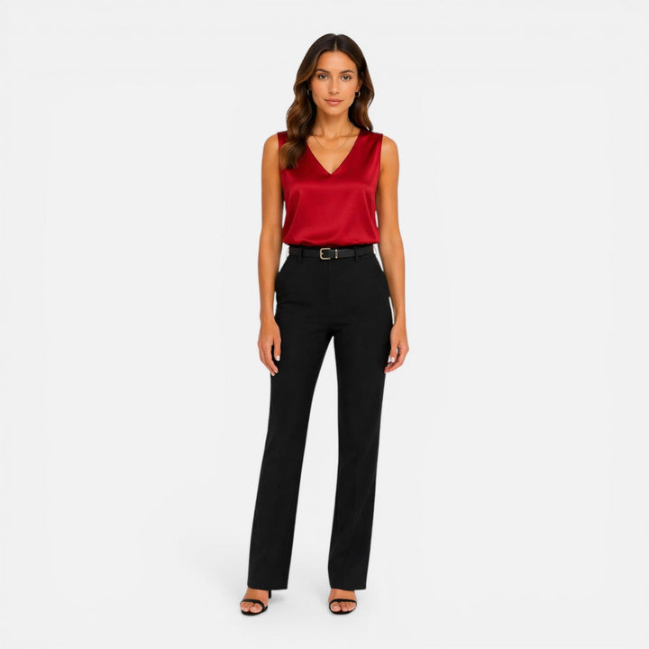 Effie | Satin V-Neck Sleeveless Top Women Clothing