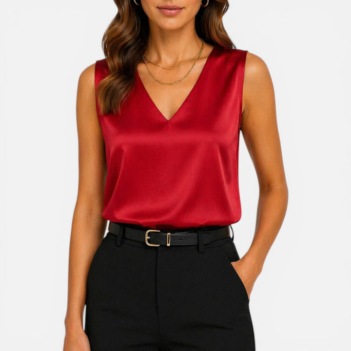 Effie | Satin V-Neck Sleeveless Top Women Clothing