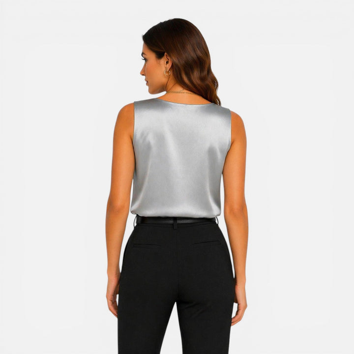 Effie | Satin V-Neck Sleeveless Top Women Clothing