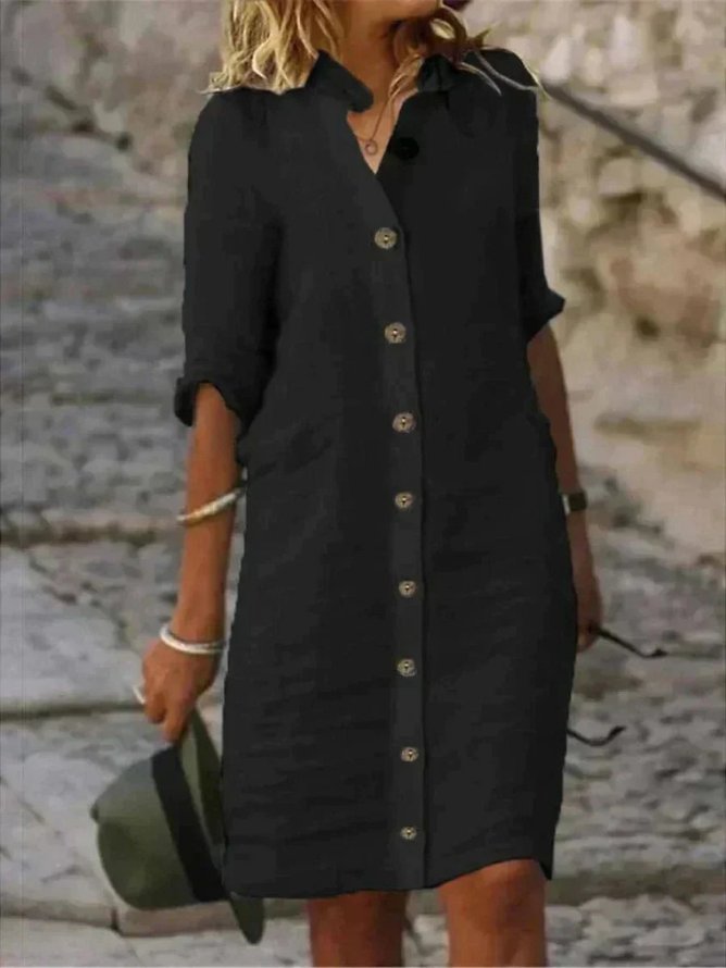 Willow | Women Linen Button-Down Shirt Dress