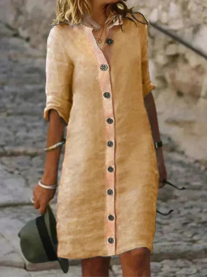 Willow | Women Linen Button-Down Shirt Dress