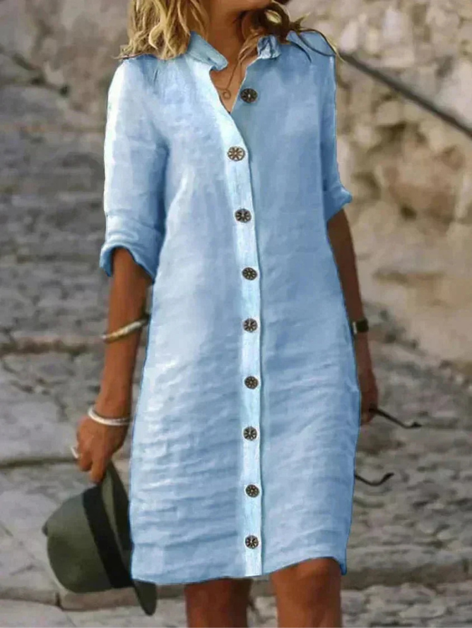 Willow | Women Linen Button-Down Shirt Dress