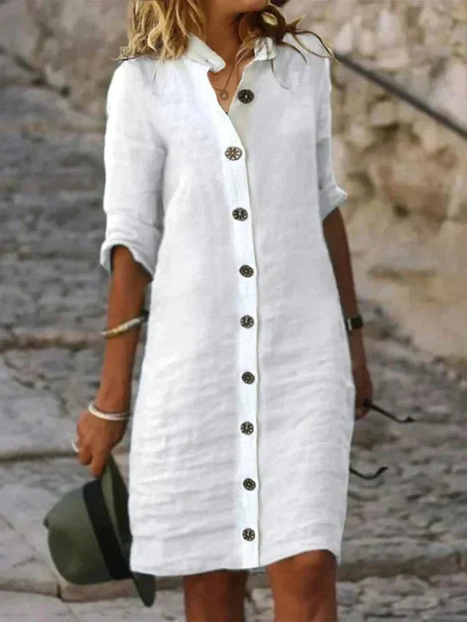 Willow | Women Linen Button-Down Shirt Dress