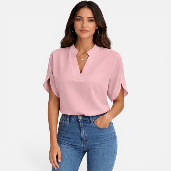 Olivia | Women Clothing Short Sleeve V-Neck Blouse