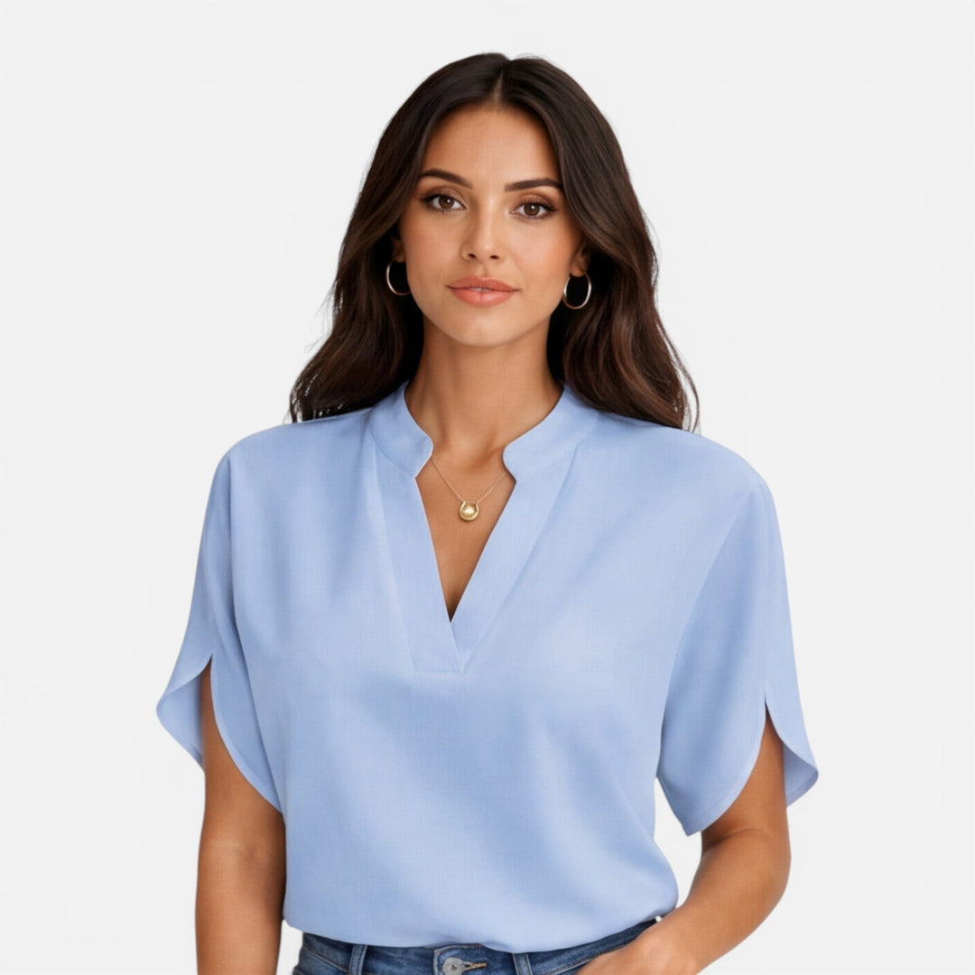 Olivia | Women Clothing Short Sleeve V-Neck Blouse