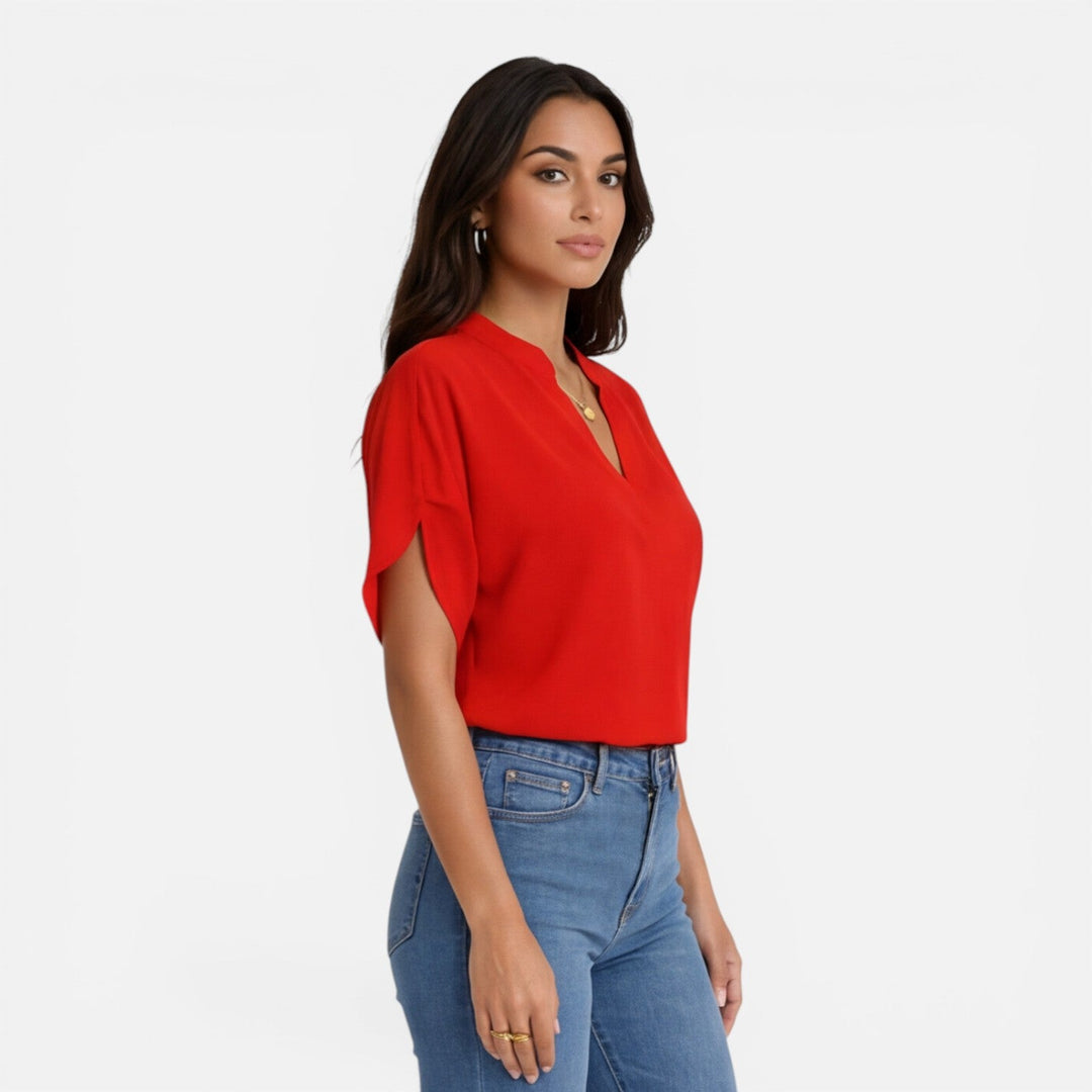 Olivia | Women Clothing Short Sleeve V-Neck Blouse