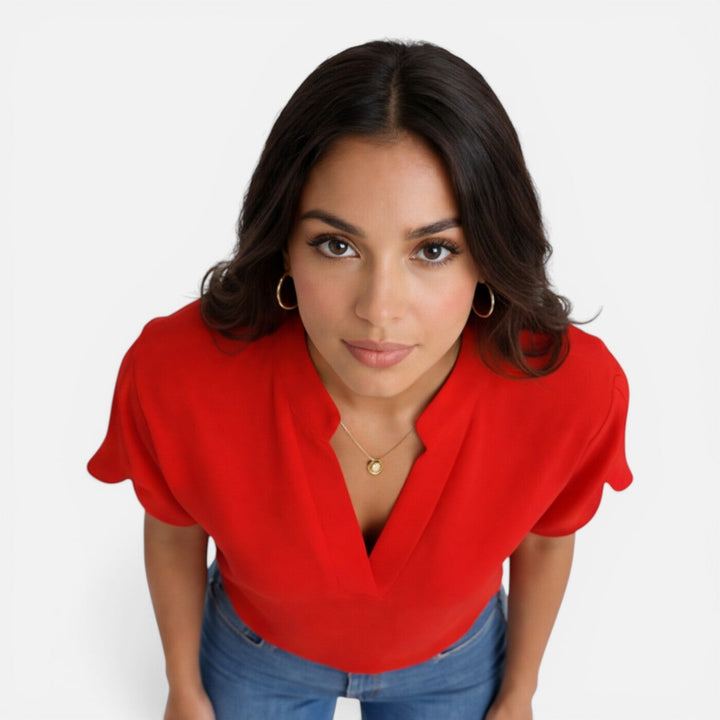 Olivia | Women Clothing Short Sleeve V-Neck Blouse