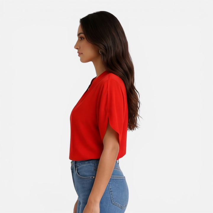 Olivia | Women Clothing Short Sleeve V-Neck Blouse