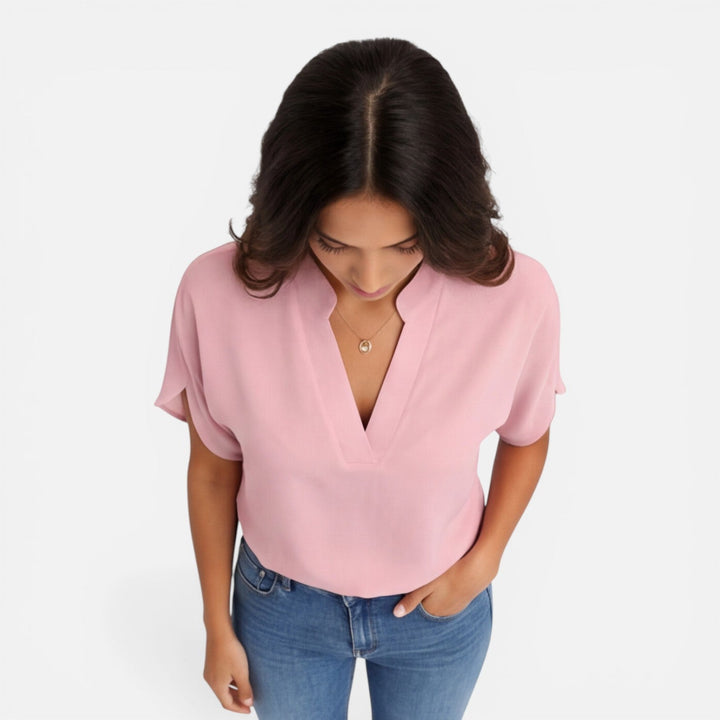 Olivia | Women Clothing Short Sleeve V-Neck Blouse