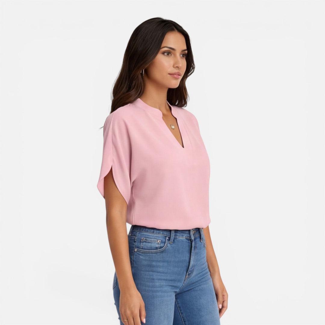 Olivia | Women Clothing Short Sleeve V-Neck Blouse