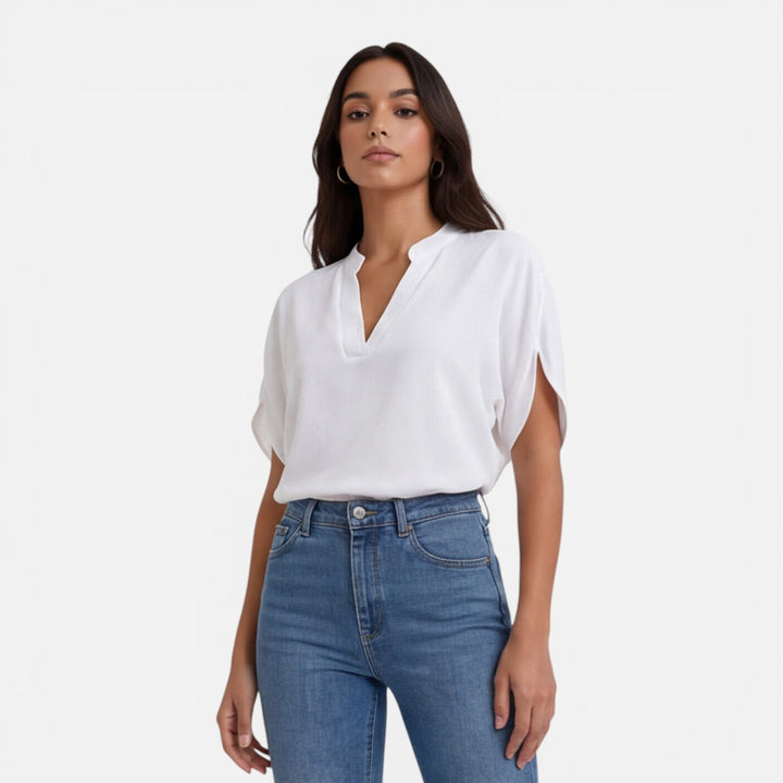 Olivia | Women Clothing Short Sleeve V-Neck Blouse