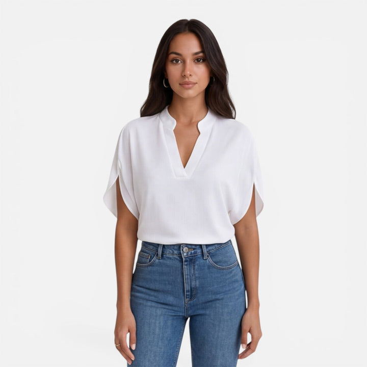 Olivia | Women Clothing Short Sleeve V-Neck Blouse
