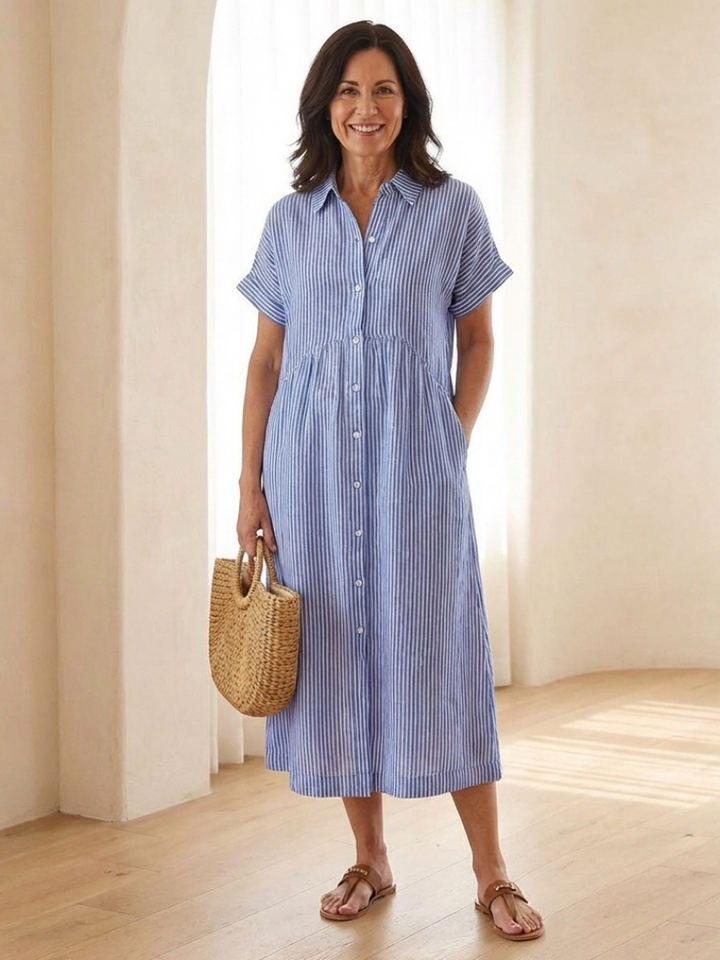 Imogen | Women Striped Summer Midi Dress