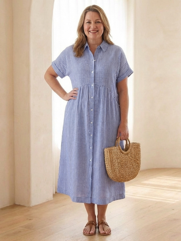 Imogen | Women Striped Summer Midi Dress