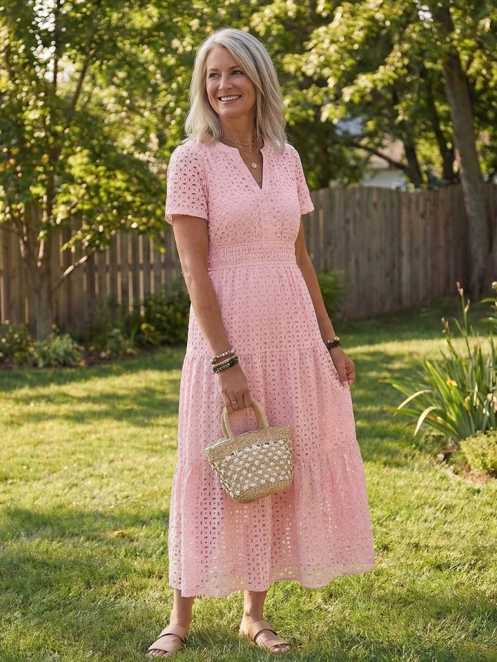 Isla | Wedding Guest Eyelet Midi Dress Women