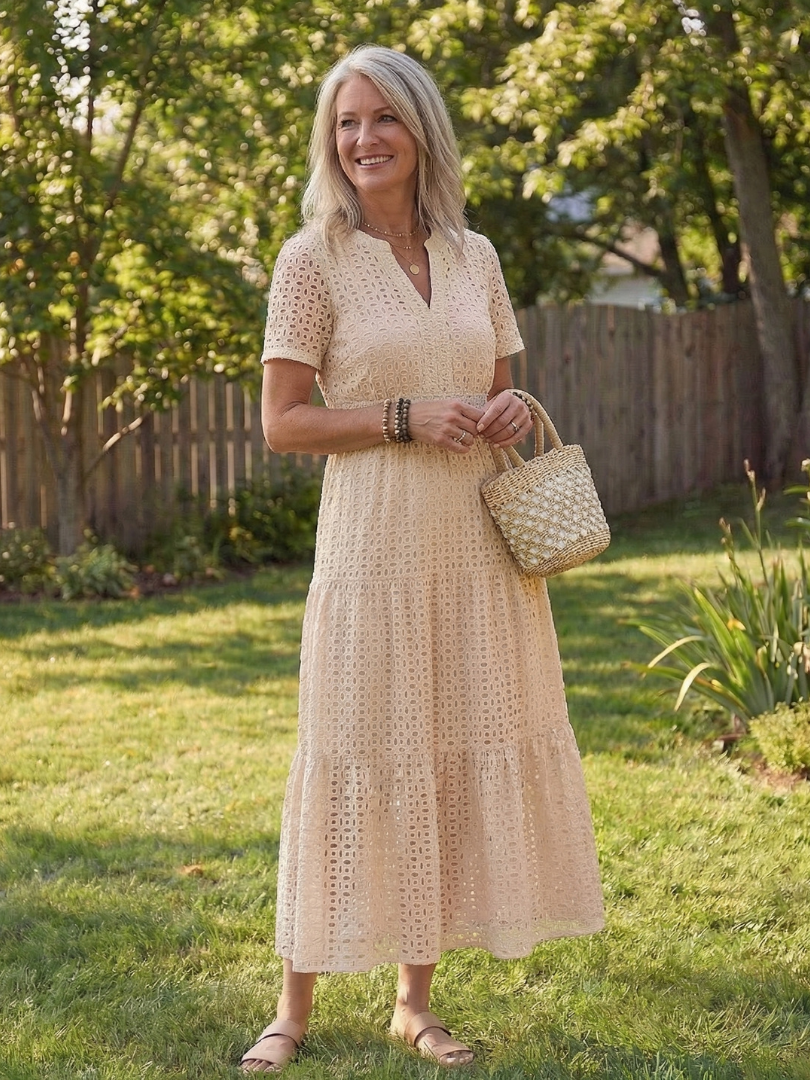Isla | Wedding Guest Eyelet Midi Dress Women