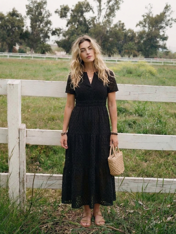 Isla | Wedding Guest Eyelet Midi Dress Women