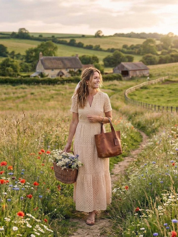 Isla | Wedding Guest Eyelet Midi Dress Women
