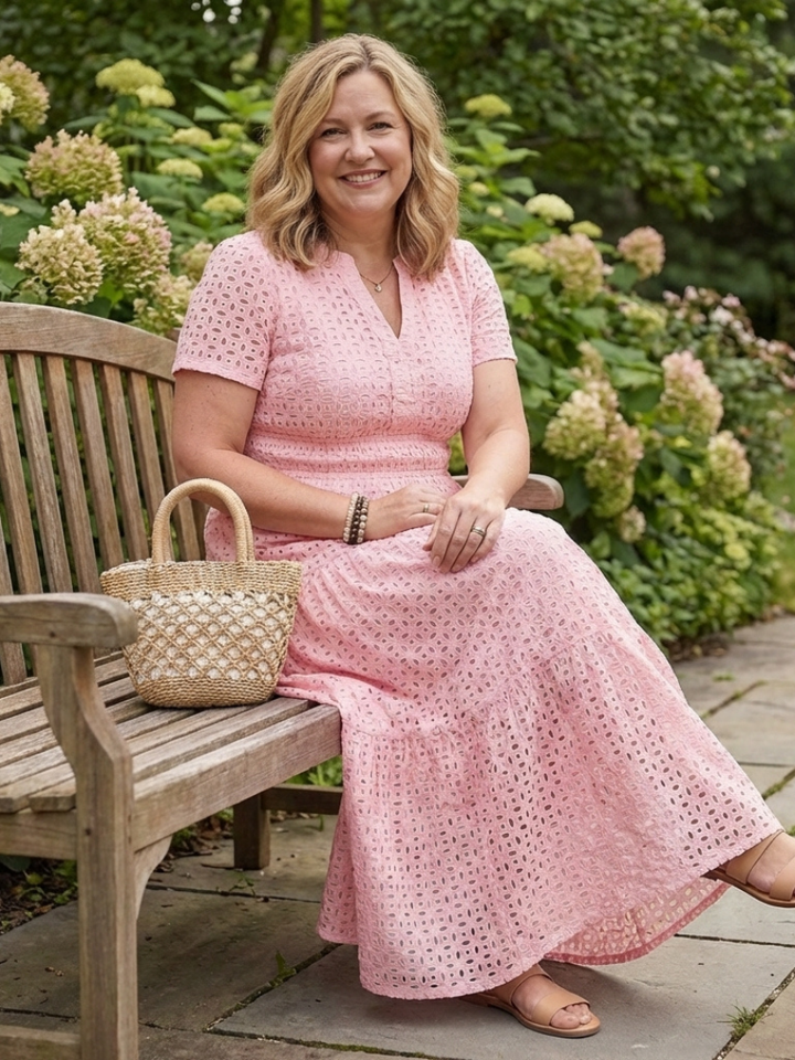 Isla | Wedding Guest Eyelet Midi Dress Women