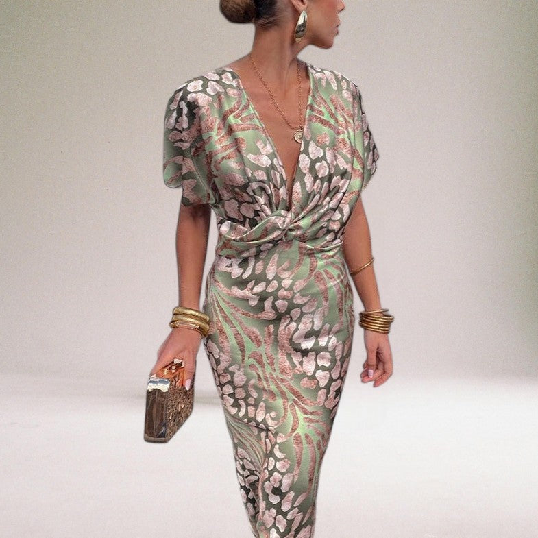 Ivy | Wedding Guest Printed Short Sleeve Jumpsuit