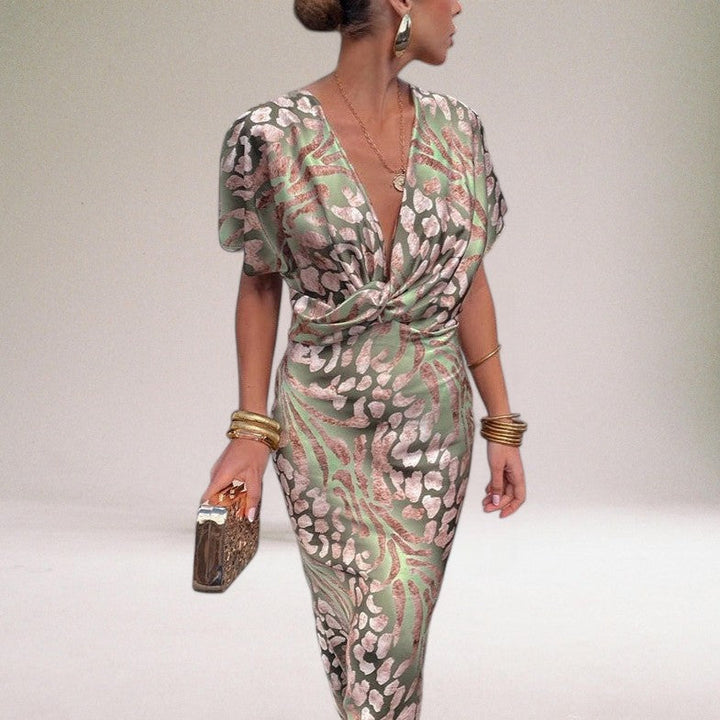 Ivy | Wedding Guest Printed Short Sleeve Jumpsuit