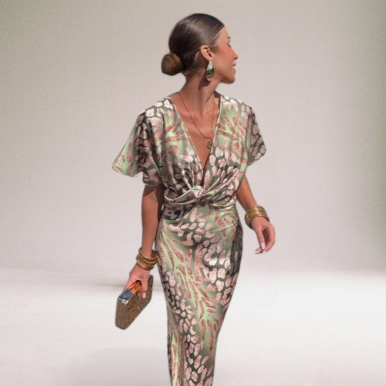 Ivy | Wedding Guest Printed Short Sleeve Jumpsuit