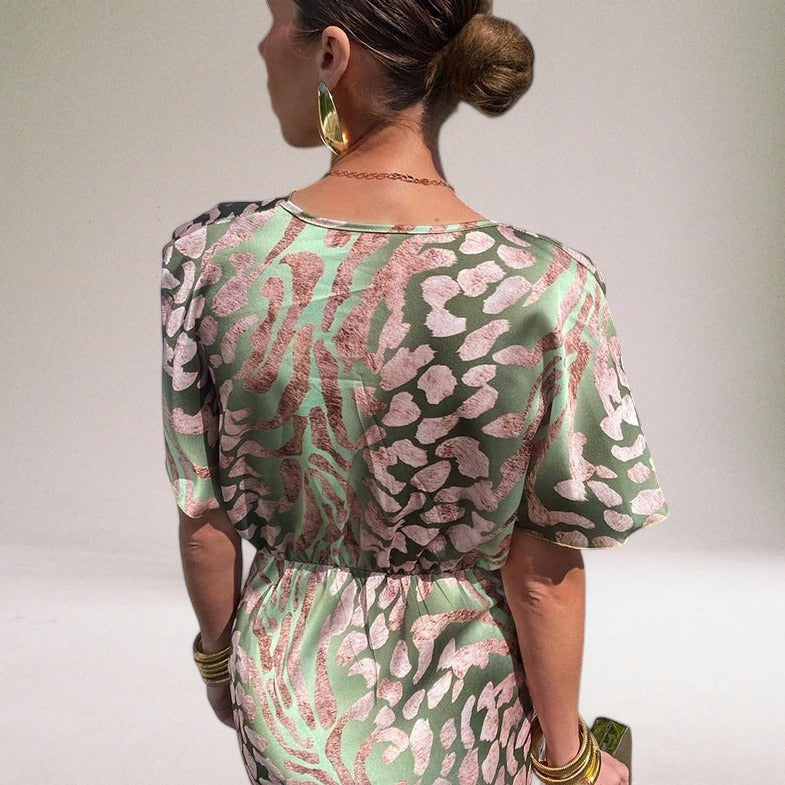 Ivy | Wedding Guest Printed Short Sleeve Jumpsuit