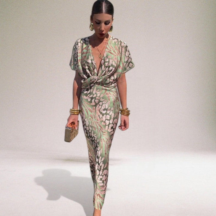 Ivy | Wedding Guest Printed Short Sleeve Jumpsuit