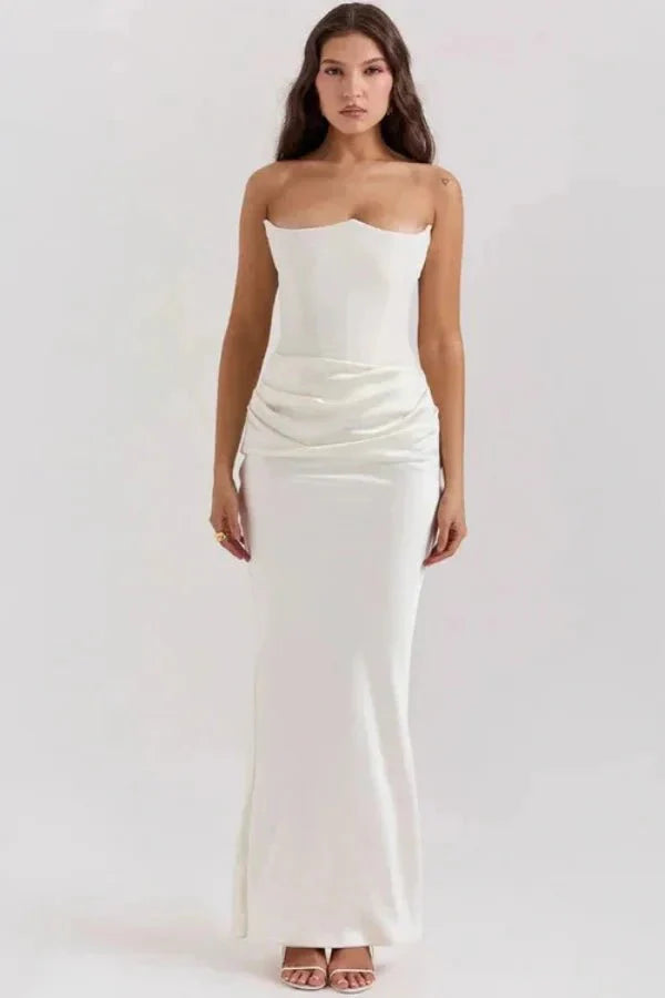 Harriet | Strapless Corset Maxi Wedding Guest Dress