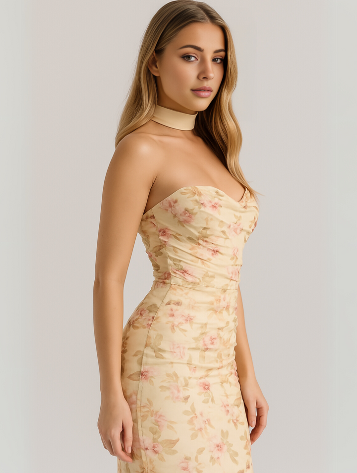 Daisy | Strapless Maxi Dress with Choker