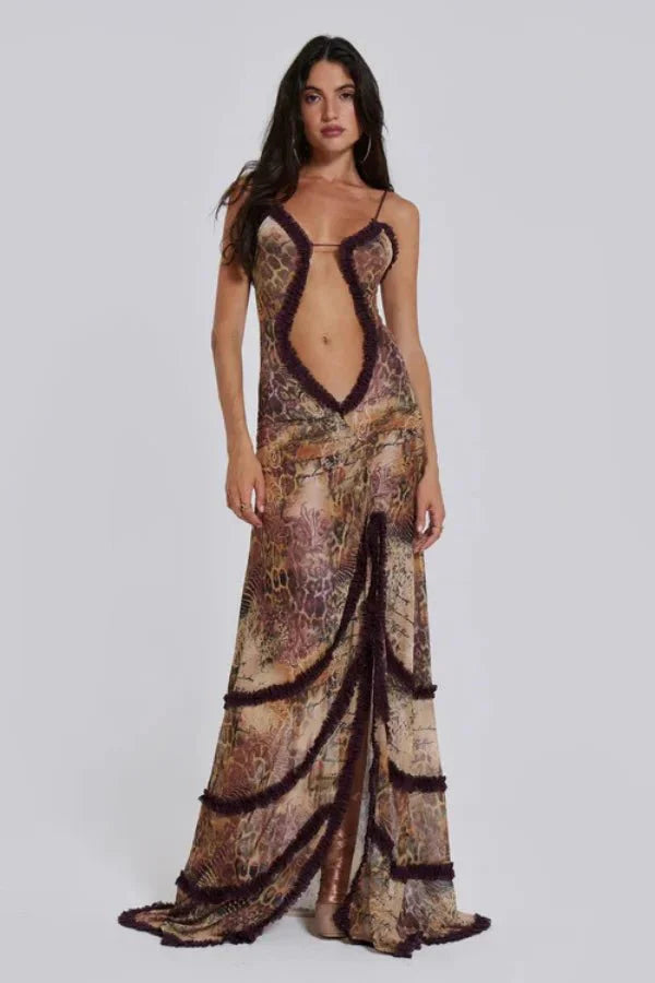 Maisie | Animal Print Cutout Maxi Dress Women