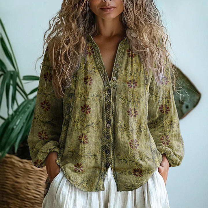 Beatrice | Women Clothing Print Button Blouse