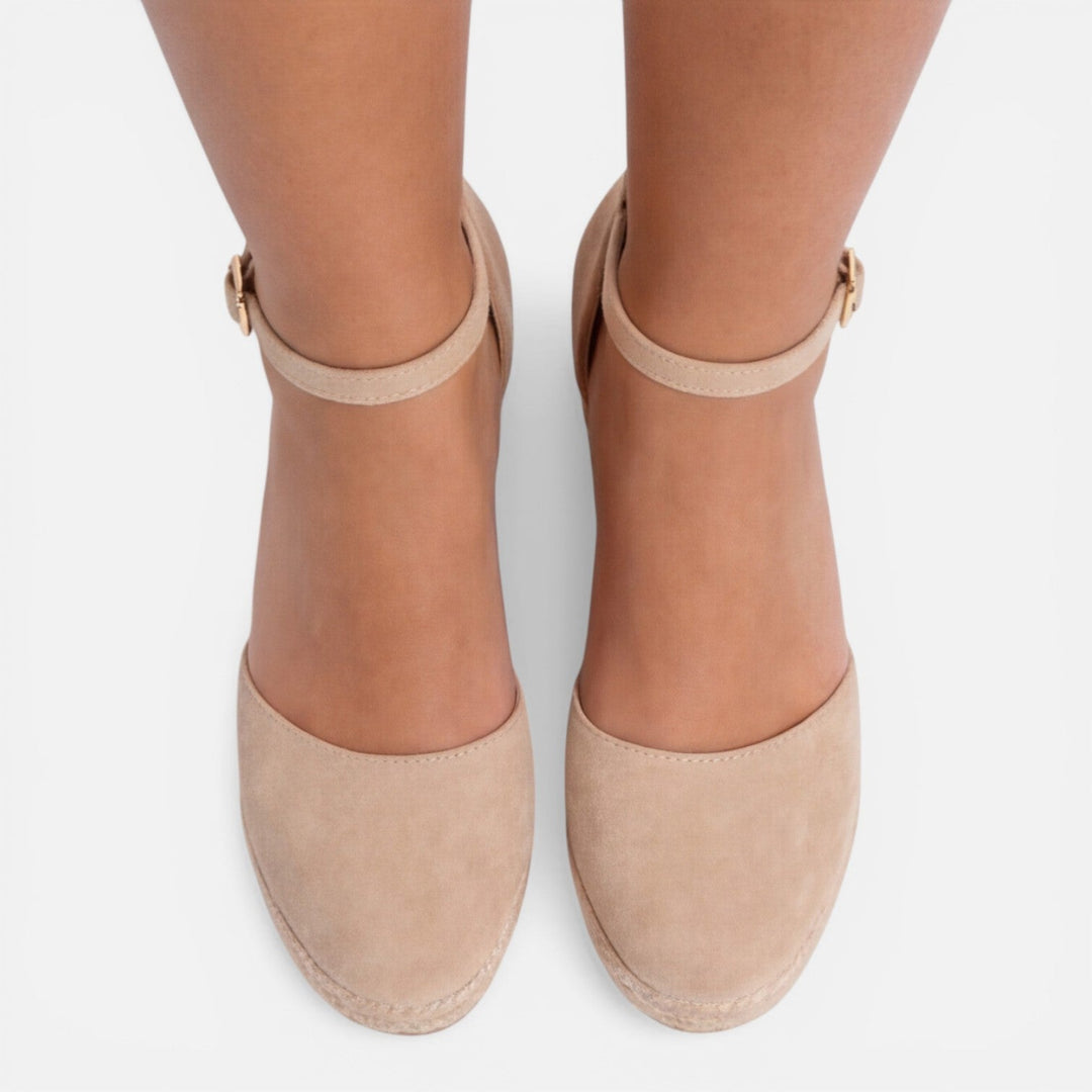 Pippa | Black Suede Espadrille Wedge Sandals