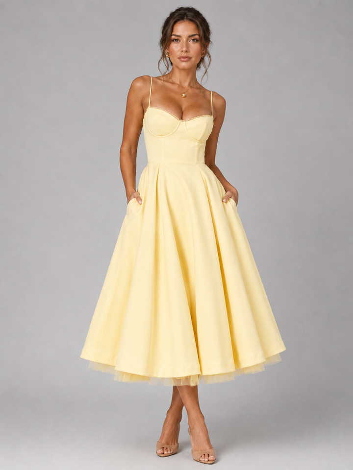 Alice | Wedding Guest Bustier Midi Dress Women