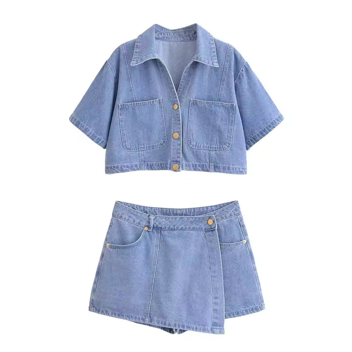 Tilly | Denim Crop Jacket Mini Skirt Set