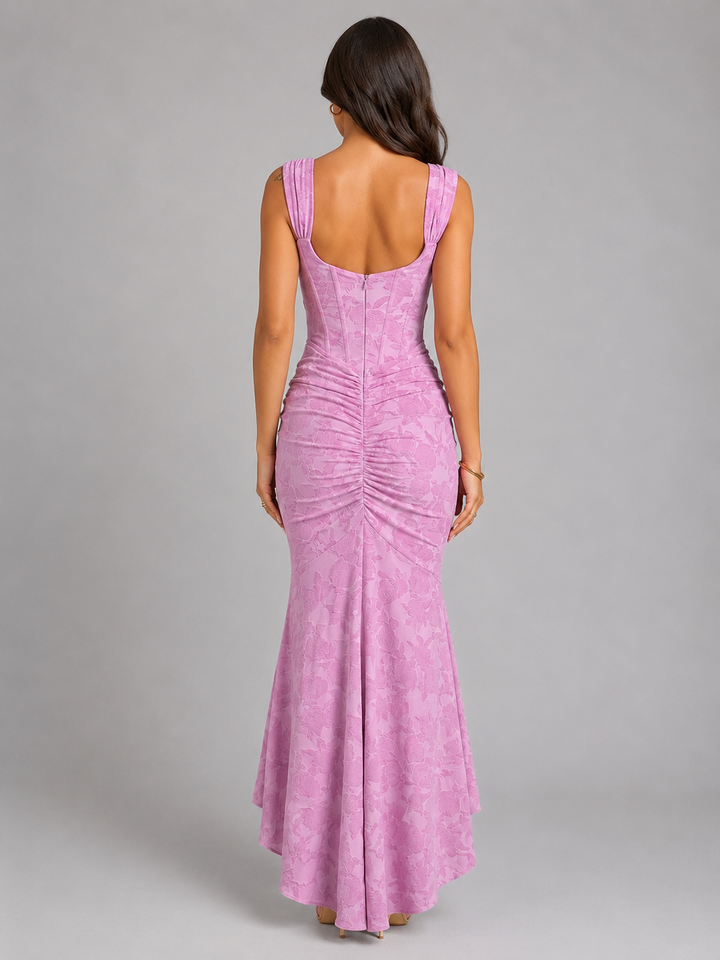 Florence | Wedding Guest Jacquard Corset Midi Dress