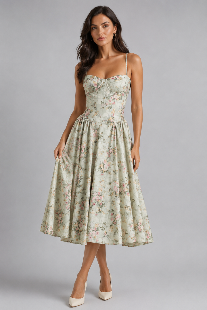 Sienna | Wedding Guest Corset Midi Dress